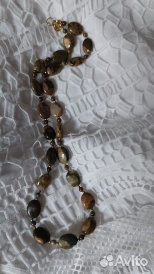 Браслет из горного хрусталя, бусы яшма