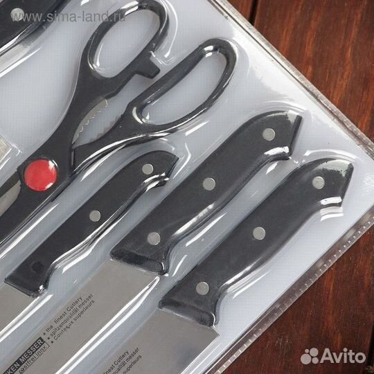 Набор кухонный, 6 предметов: ножи 10 см, 15 см, 15