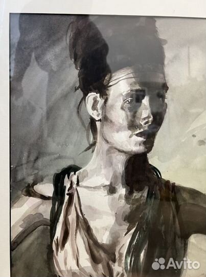 Картина женский портрет акварель графика