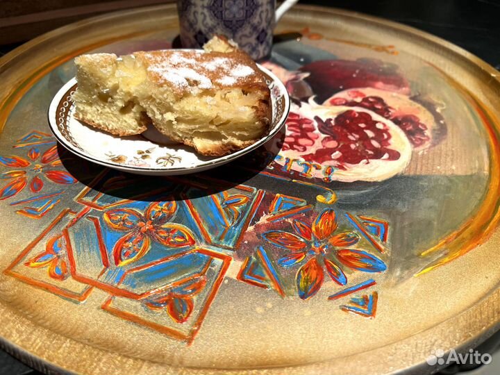 Поднос деревянный ручной работы с росписью