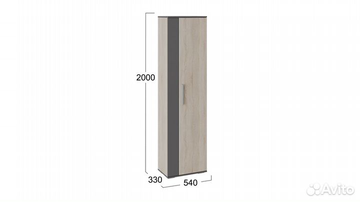Шкаф для одежды «Нуар» тип 1 Фон серый/Дуб сонома