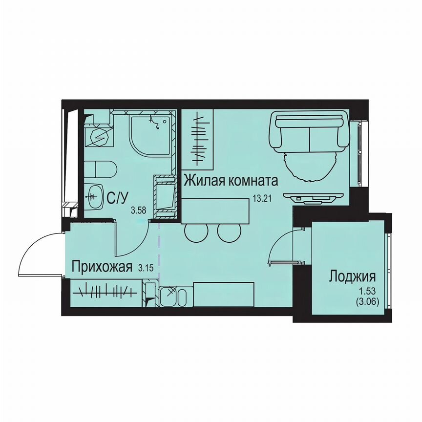 Квартира-студия, 21,5 м², 5/9 эт.