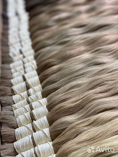 Волосы для наращивания темно-русые, кудри