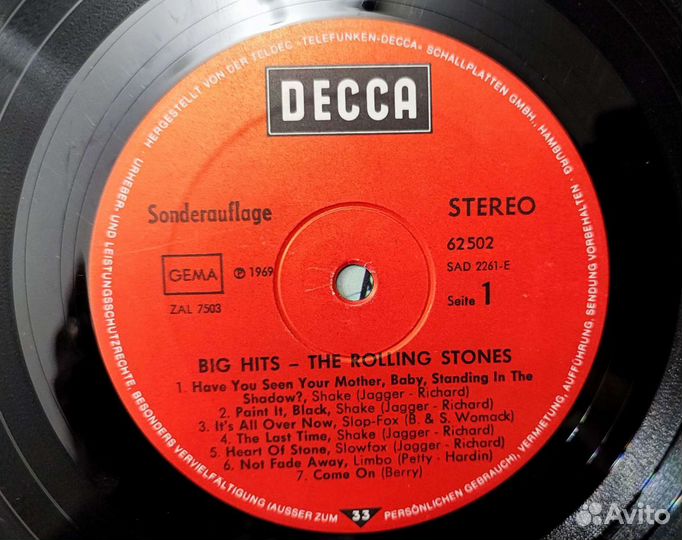 The Rolling Stones–Big Hits винил