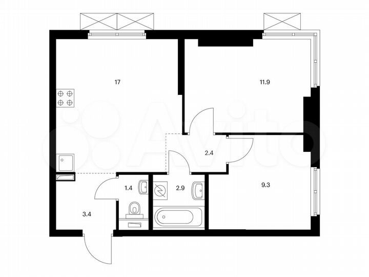 2-к. квартира, 48,3 м², 13/33 эт.