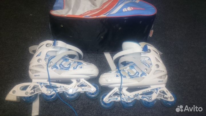 Продам ролики 36-41 размер белые с сумкой
