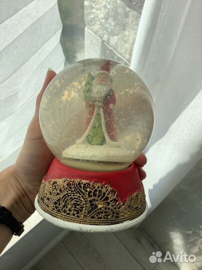 Снежный шар новогодний с дедом морозом, стекло