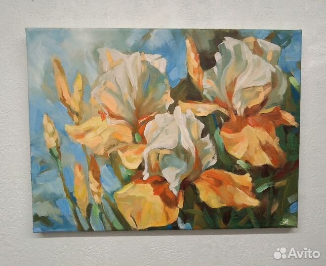 Картина маслом. Ирисы