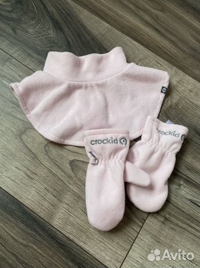 Комплект манишка и варежки Crockid 1-2 года