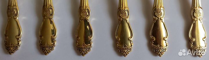 Ложки Роза десертные позолота. СССР