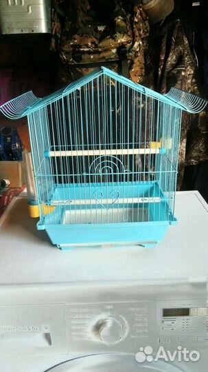 Клетка для птиц б/у+ 2 поилки