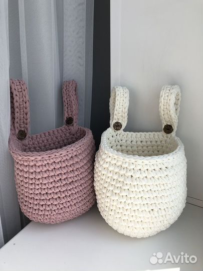 Корзина вязаная подвесная