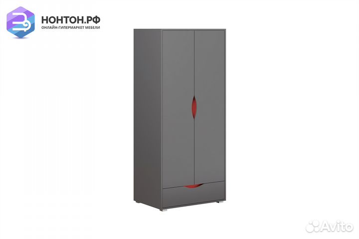 Шкаф 2-х створчатый Неаполь графит / красный