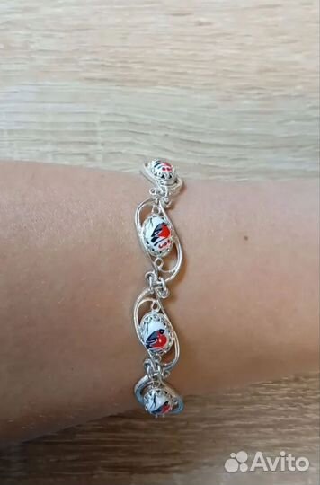 Финифть Браслет снегири