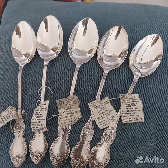 Ложка десертная СССР серебро 5шт