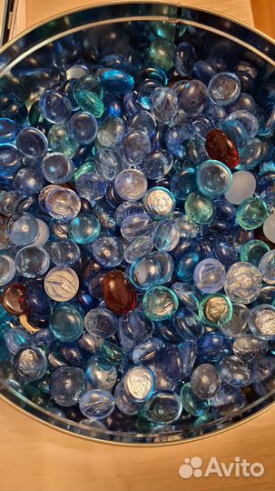 Стеклянные камушки,ракушки для аквариума,1750г