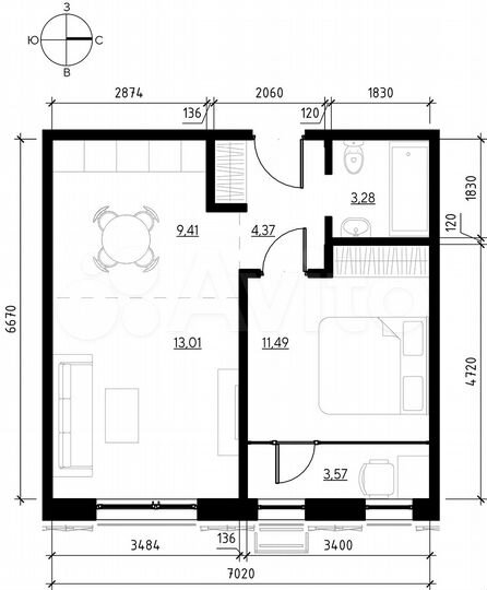 2-к. квартира, 46,2 м², 14/19 эт.