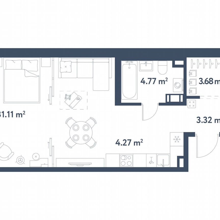 Квартира-студия, 47,2 м², 3/11 эт.