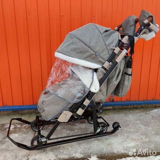 Санки коляска Ника 7-8 k оливковый