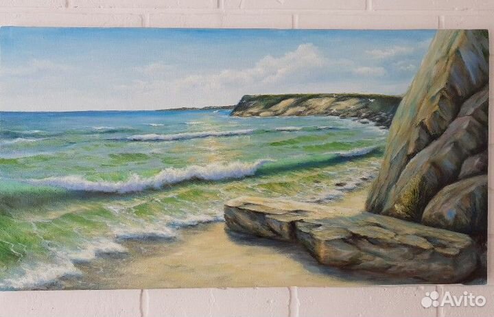 Картина маслом на холсте большая море горы природа