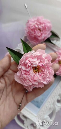 Брошь с пионом, брошь-пин для пальто или свитера