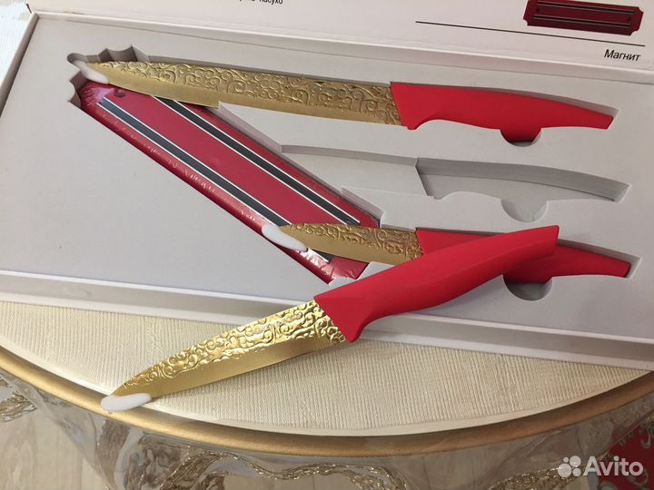 Набор ножей острые титановые золото