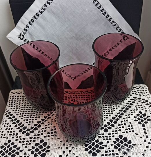 Стаканы винтажные марганцевое стекло