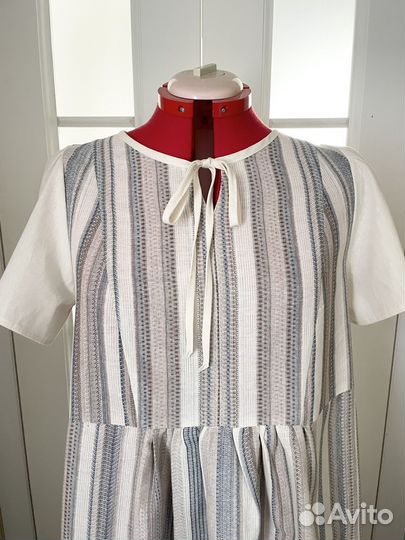 Новое Платье Бохо эвкалипт/лен 46-58 размер