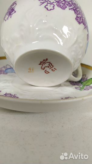 5 чайных пар и блюдце, Вербилки, 1 сорт