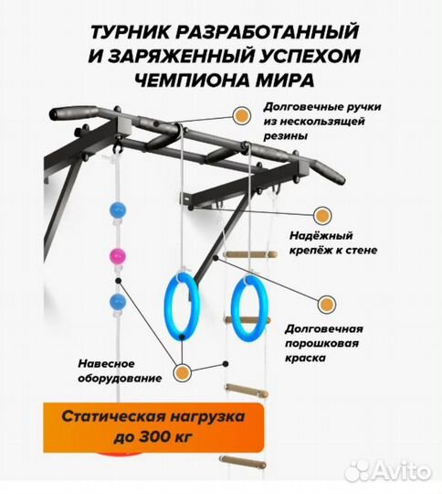 Турник Оптимист черный с черными ручками