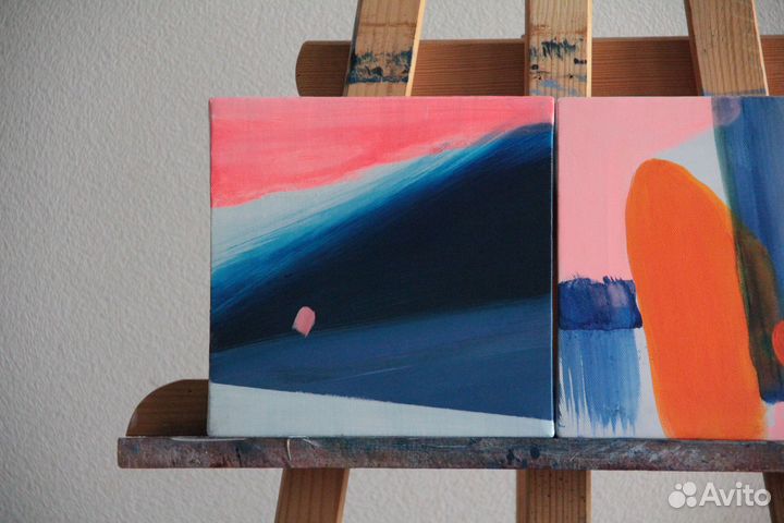 Панно из двух картин «Абстракция», акрил, 20х20