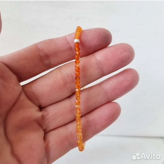 Сердолик браслет с сердоликом из бусин оранжевый