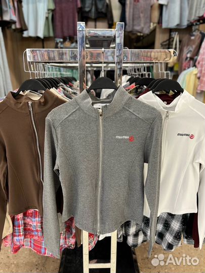 Miu Miu Укороченная кофта лонгслив на молнии