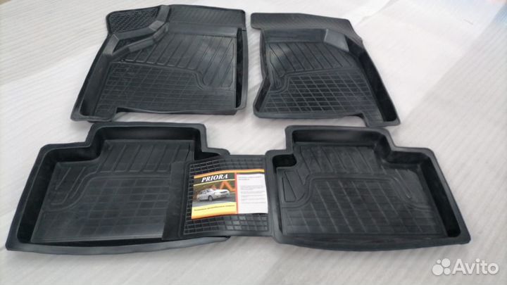 Коврики Лада Приора и Ваз 2110 резиновые с бортом