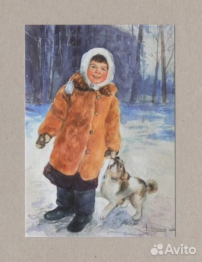 Открытки Россия Новый год Чудакова дети елка 2021