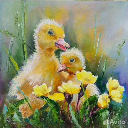 Картина маслом. Утята