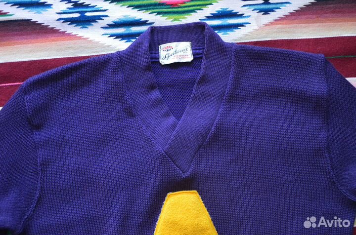 50s' Vintage Letterman Wool Sweater. M-L