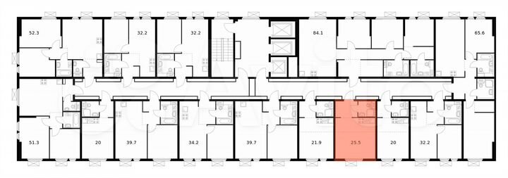 Квартира-студия, 25,5 м², 17/19 эт.