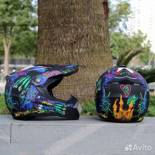 Мото шлем кроссовый AHP 218 DOT (мотошлем), новый