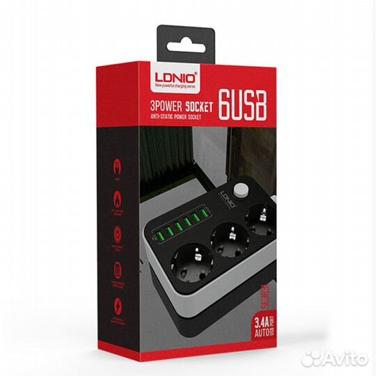 Сетевой фильтр с 6USB ldnio SE363I