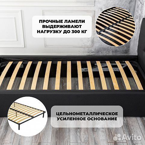Кровать 90х200 черная Роза