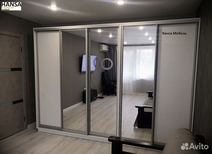 Шкаф купе большой, 5 дверей, с зеркалом, 3,5 метра