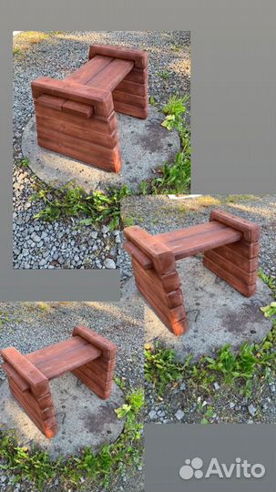 Скамейка. Стол. Клумба