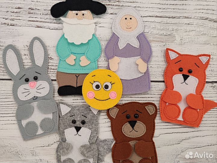 Сказка колобок из фетра (пальчиковый театр)