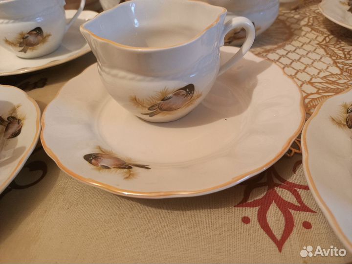 Коростенский фарфор чайный сервиз птицы