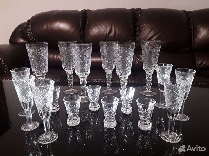 Хрустальный сервиз кубки фужеры рюмки
