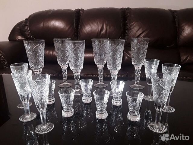 Хрустальный сервиз кубки фужеры рюмки
