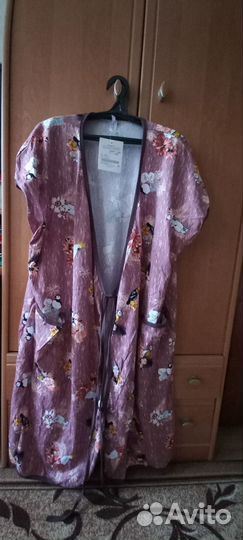 Халат большого размера хлопок на запах 58-62