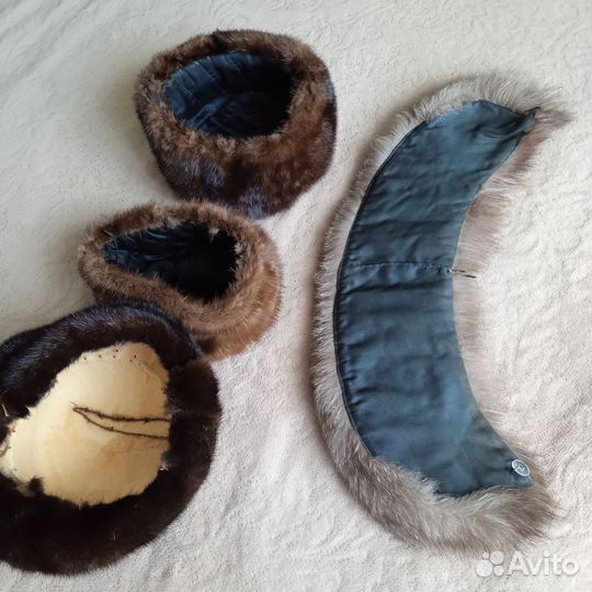 Меховые шапки и воротник пакетом, для переделки