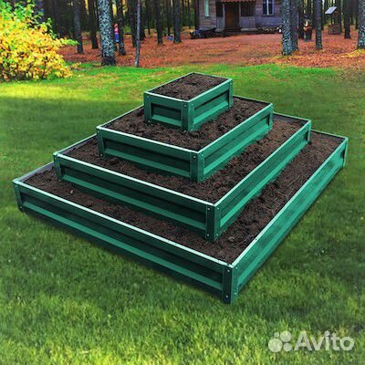 Клумба квадратная четырехъярусная Оцинкованная